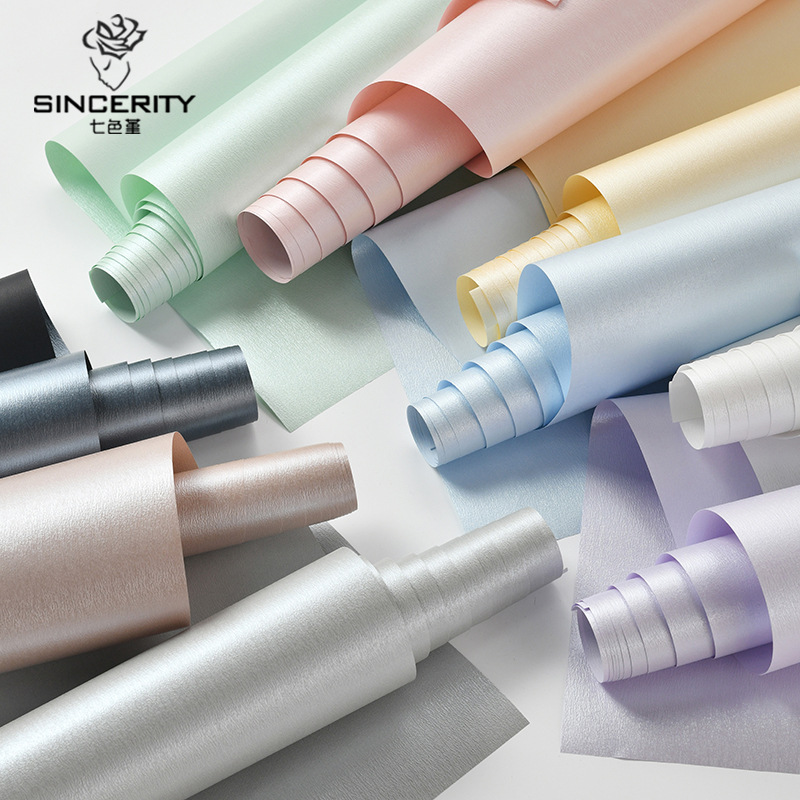 Papel de embalaje de alta calidad de seda de satén de siete colores, engrosamiento de bricolaje, florería hecha a mano, embalaje de suministros florales