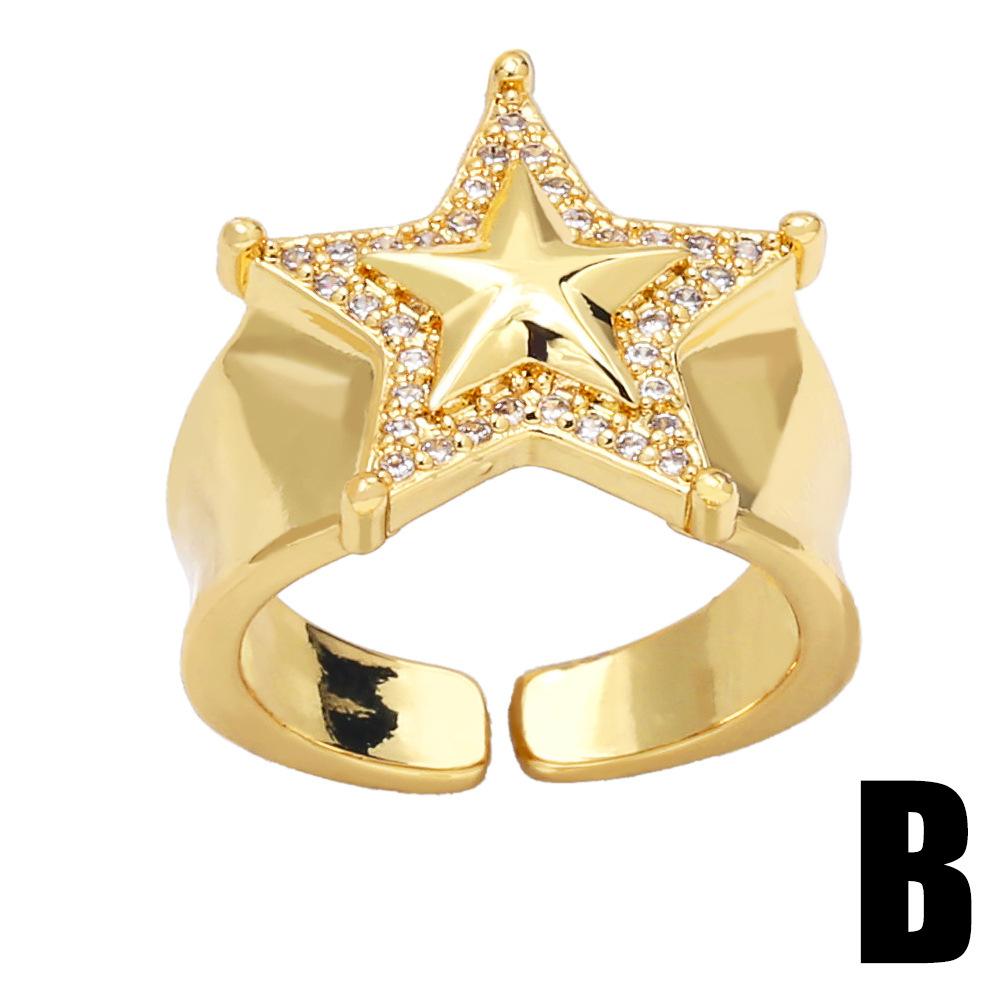 Fashion snake female eye pentagram opening adjustable ring copper