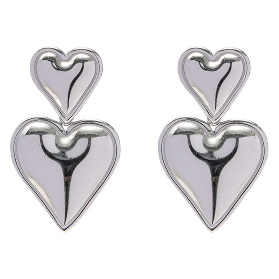 Europa y América transfronteriza Amazon Venta caliente amor colgante pendientes creativo simple moda metal melocotón corazón pendientes para mujeres image 1