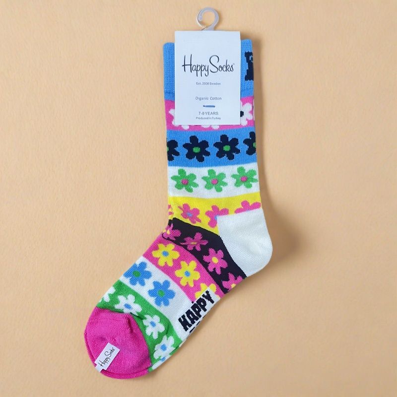 happysocks socks children's mid-tube men's and women's sweat-absorbent combed cotton autumn and winter Swedish fashion brand dopamine cartoon rabbit