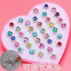 Girl Princess Diamond Crystal Toy for Little Baby Kindergarten Gift Cartoon Gemstone Children's Ring Set