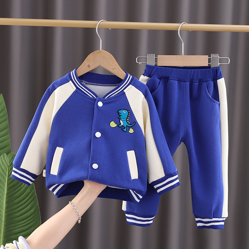 Spring and Autumn Boys New Clothing Children's Sweater Pants Cartoon Dinosaur Two Piece Set Handsome Baby_voghion.com