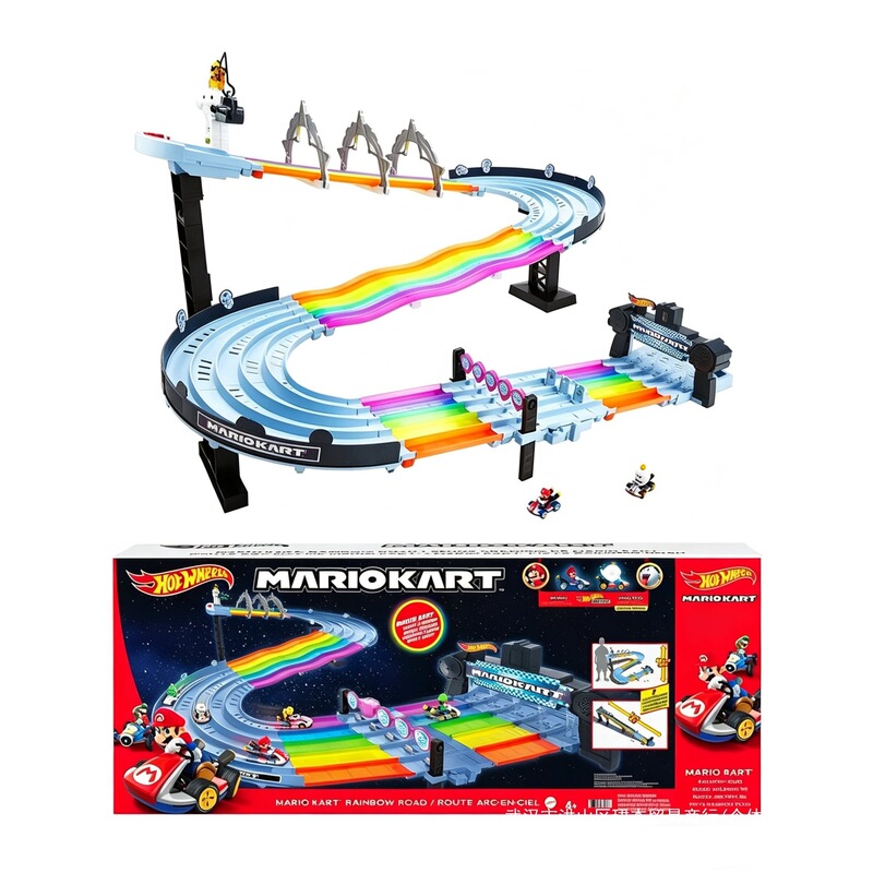 Mario Rainbow Road Track Set with Lights and Sound Effects, Two-Player Competition Children's Toy Gift Mario Rainbow Road Track Set with Lights and Sound Effects, Two-Player Competition Children's Toy Gift
