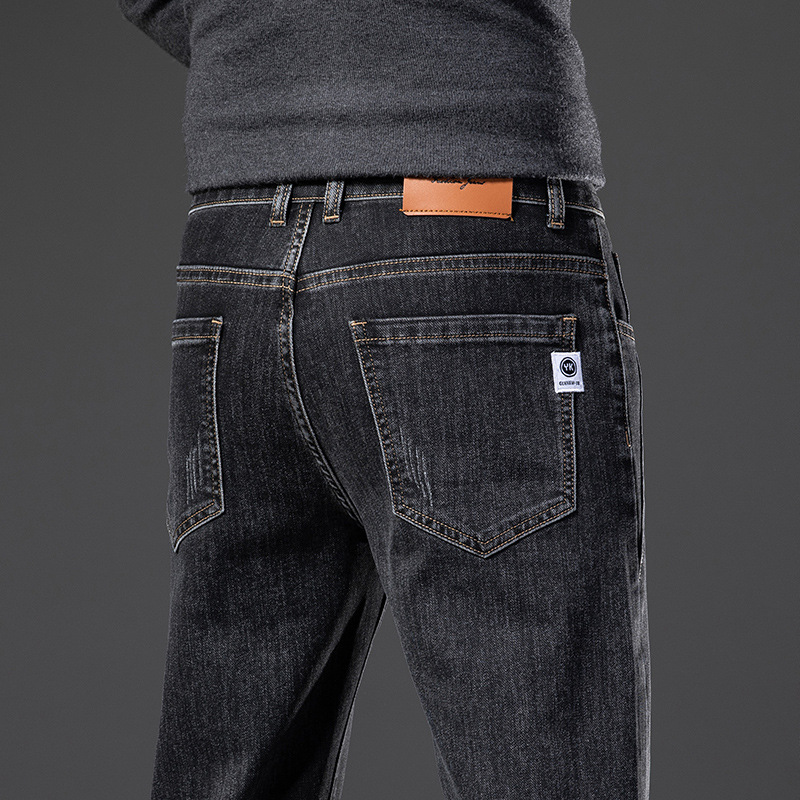 2022秋冬季男款牛仔裤直筒棉弹休闲黑灰色长裤子男百搭新塘牛仔裤