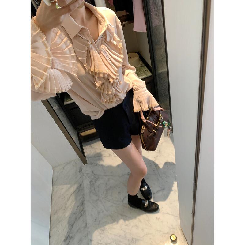 [in stock] VC Victoria Shirt Naked Powder Light Cream & Monet Purple Shirt 2024 Autumn New