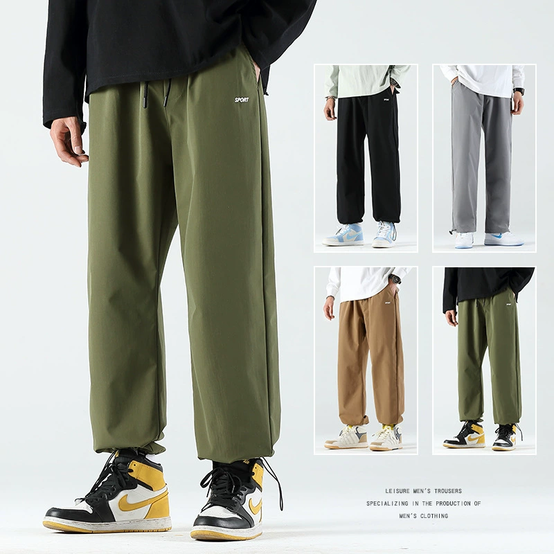 Спортивные штаны Мужские свободные прямые штанины на весну и осень Баскетбольные штаны Fall Sense для мальчиков Серые корейские модные повседневные брюки