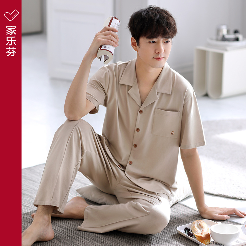 Pijamas de verano para hombre 100% algodón pantalones de manga corta ropa para el hogar traje de verano delgado para hombre más tamaño