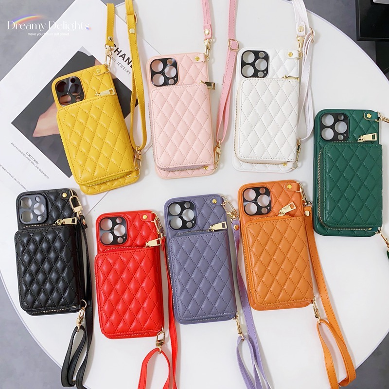 Card Bag Lambskin Phone Case for iPhone14promax Card Crossing 12pro Foreign Trade Men's and Women's 11