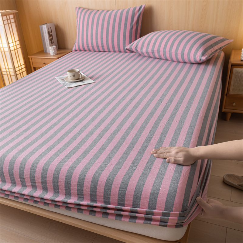 Sombrilla de cama de algodón lavado de algodón Funda de cama de algodón puro de una sola pieza Funda protectora de colchón Simmons Juego de tres piezas 3