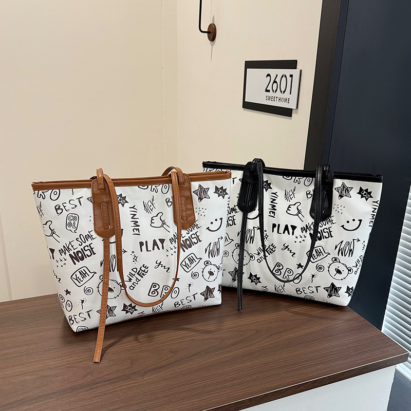 Casual Large Capacity Tote Bag Women's 2025 New Fashion Printed Cross-Border Large Bag Handbag Women's Shoulder Bag