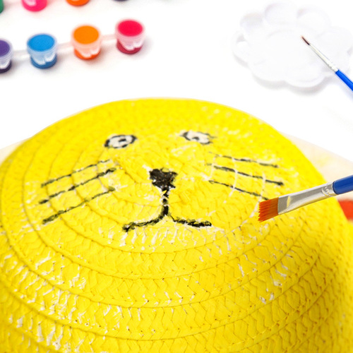 DIY Grass Hat Painting Hat for Children Kindergarten Drawing Coloring Hand-painted Scribble Coloring Creative Street Stall