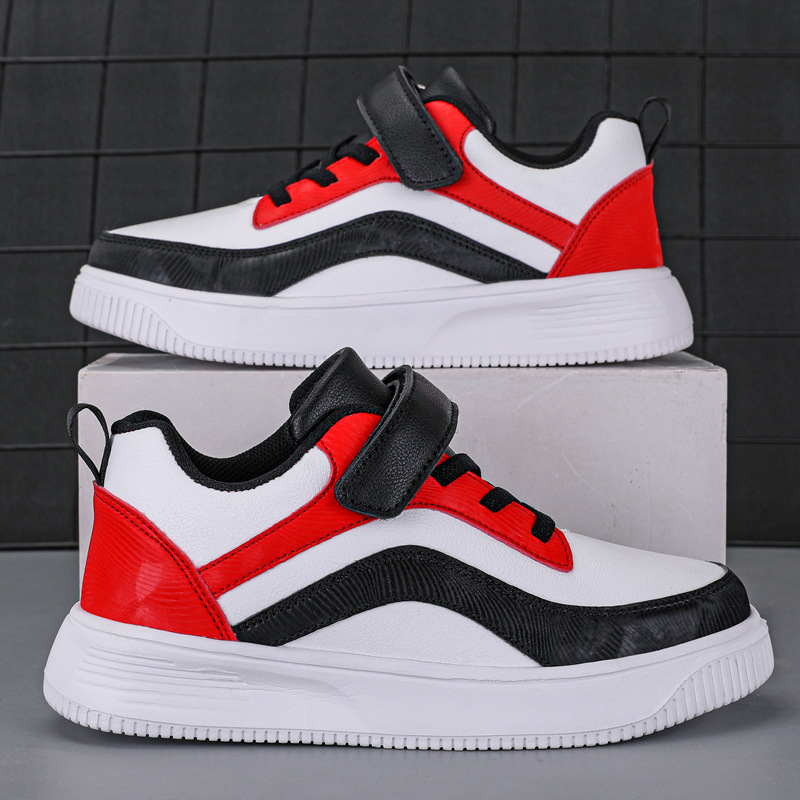 Children's Shoes Children's White Shoes Boys White sneaker Casual Autumn and Winter Leather Warm Middle and Large Children's Girls' Shoes