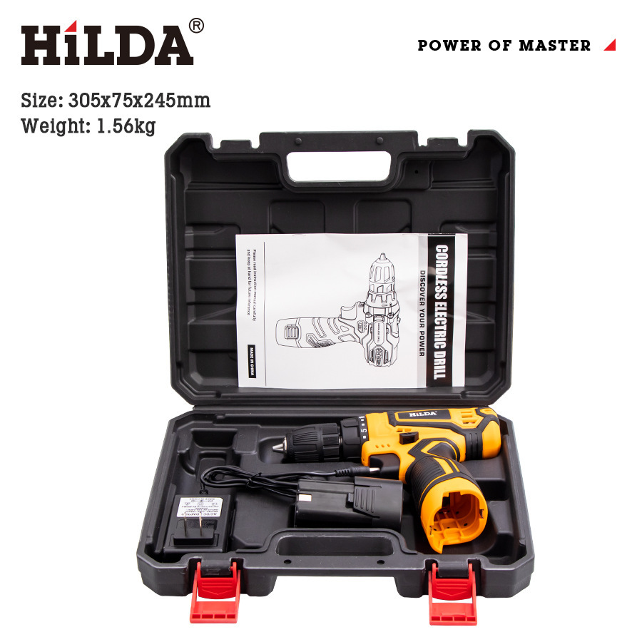HILDA/Hilda venta directa pistola de dos velocidades taladro destornillador automático doméstico destornillador de batería de litio lote exclusivo transfronterizo