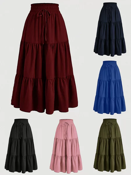 Amazon Floral Skirt European and American Cross-Border Foreign Trade Bohemian A-Line Skirt Flowing and Swaying Layered Cake Skirt