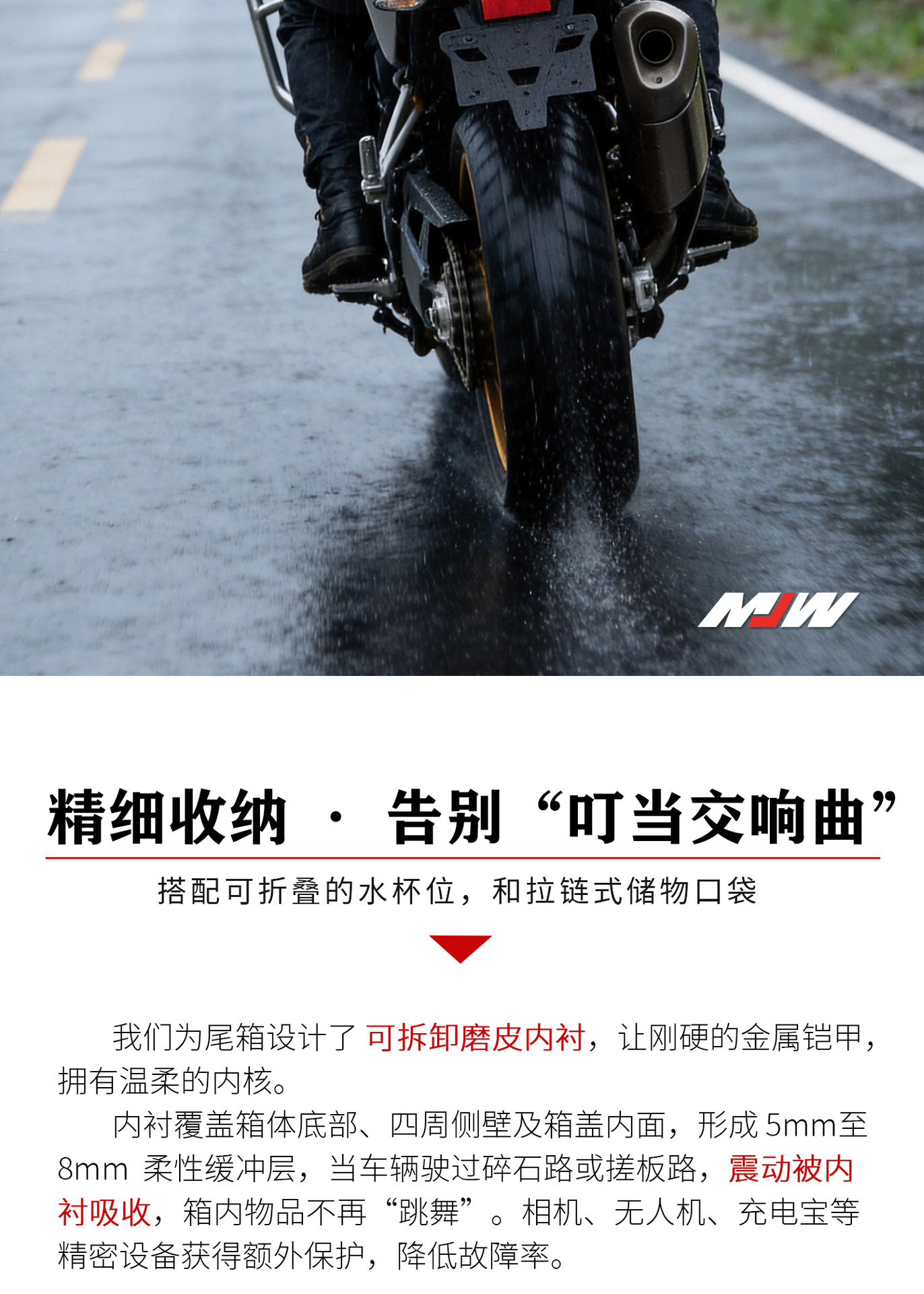 New Mjw Anodized Silver Bm Lock 45L55L Quick-Release Motorcycle Aluminum Alloy Tail Box Waterproof Trunk Storage Box