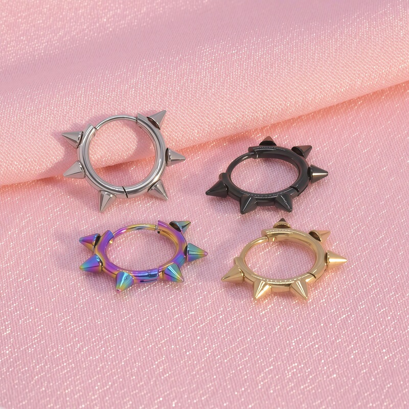New Stainless Steel Welded Cone Ear Studs, Hip-Hop Personality Earrings, Rivet Ear Hoops, Street Punk Style Ear Accessories New Stainless Steel Welded Cone Ear Studs, Hip-Hop Personality Earrings, Rivet Ear Hoops, Street Punk Style Ear Accessories