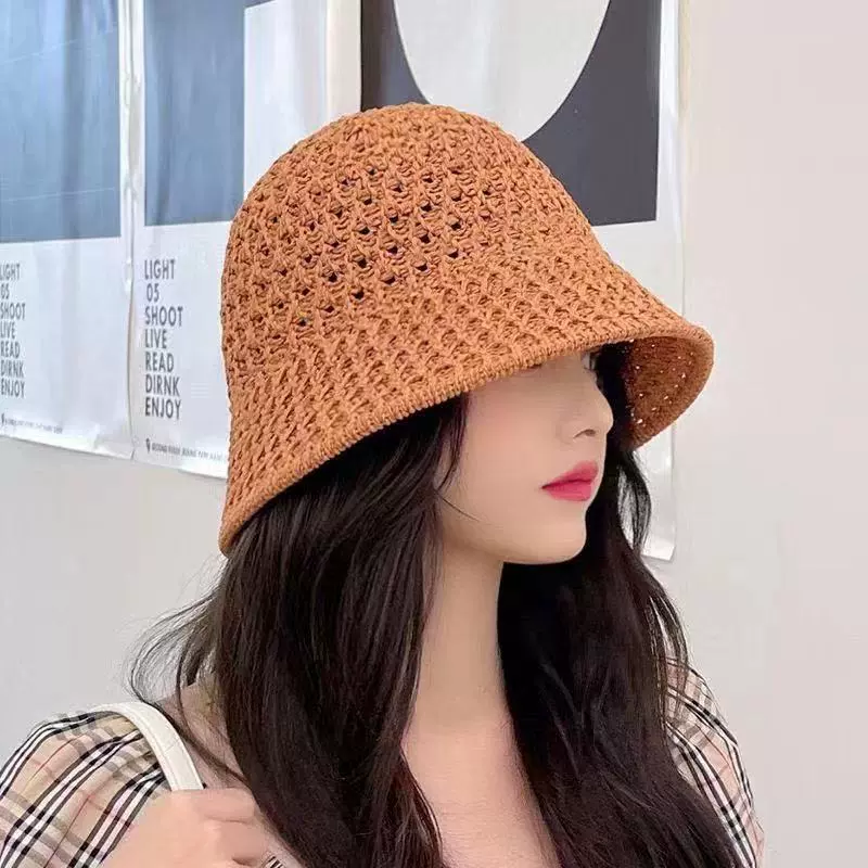 春夏季新款防晒沙滩太阳帽夏天女百搭帽子大脸显瘦折叠易携带黑色
