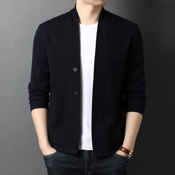 solid color woolen cardigan