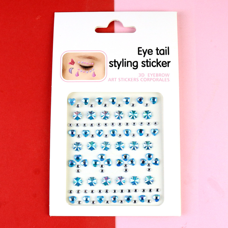 Transfronterizo AB diamantes coloridos joyas de maquillaje de ojos maquillaje facial pegatinas de diamante para niños espectáculo de escenario pegatinas faciales pegatinas de cristal perlas