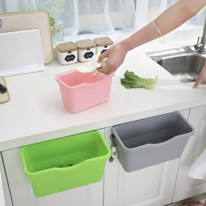 Kitchen Cabinet Door Hangable Trash Bin Home Office Dormitory Storage Box Wall Hanging Basket