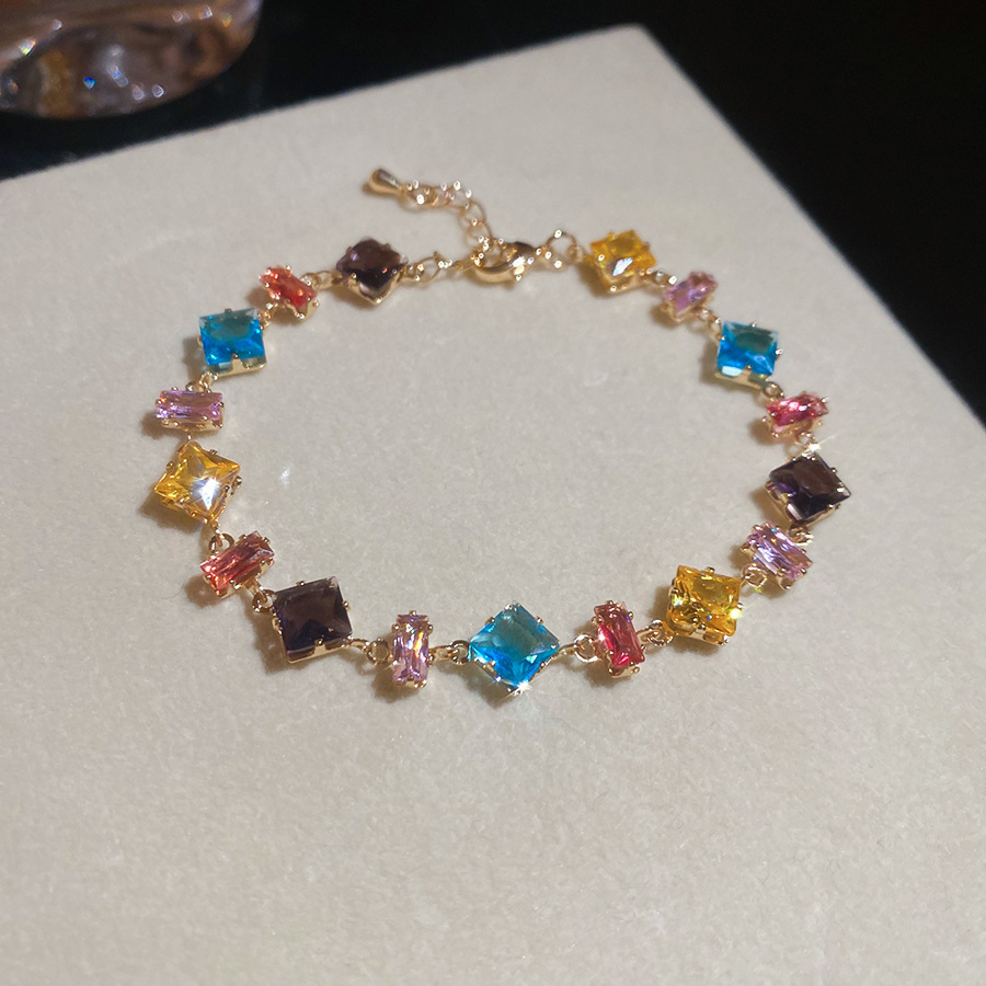 Pulsera de flores cuadrada geométrica de piedra de silicio lujosa pulsera de alta calidad temperamento exquisito personalidad joyas al por mayor
