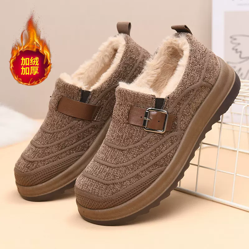 毛毛鞋女秋冬季外穿休闲女士棉鞋一脚蹬勃肯鞋厚底防滑保暖雪地靴