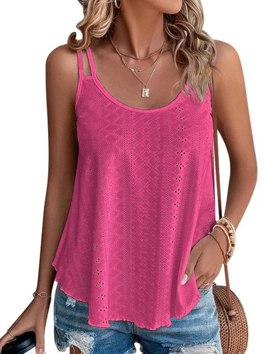 Women's sleeveless summer top, thin shoulder strap spring shirt, loose fit beach vacation 2025 casual