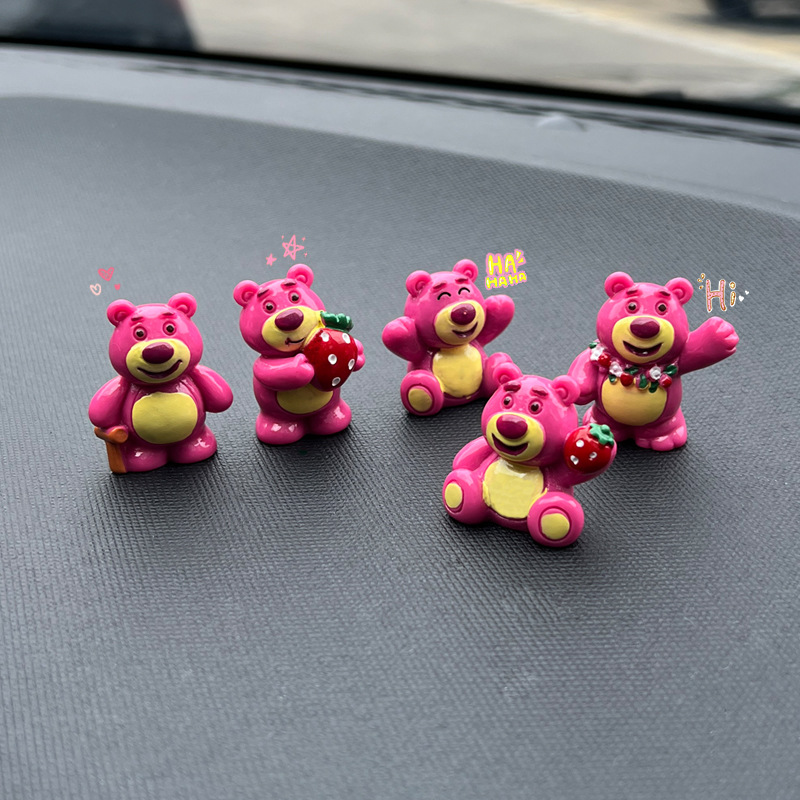 Strawberry Bear Auto Número de estacionamiento temporal Modelo femenino lindo Coche móvil Tarjeta de teléfono Decoración del coche Decoración del coche