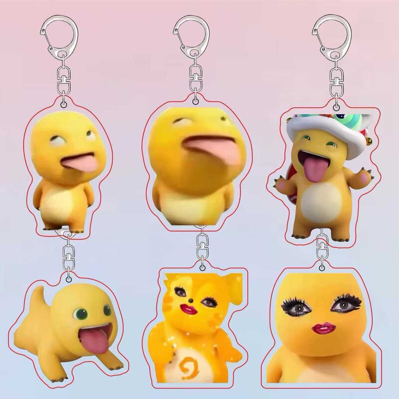 Milk Dragon Funny Expression Pack Double-Sided Acrylic Keychain Creative Cartoon School Bag Pendant Friend Small Gift Easiest for Match