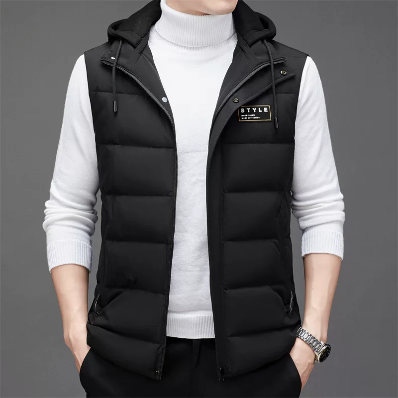 Winter vest for leisure, fashionable colored cardigan with zipper with hood, increased thickness, wholesale