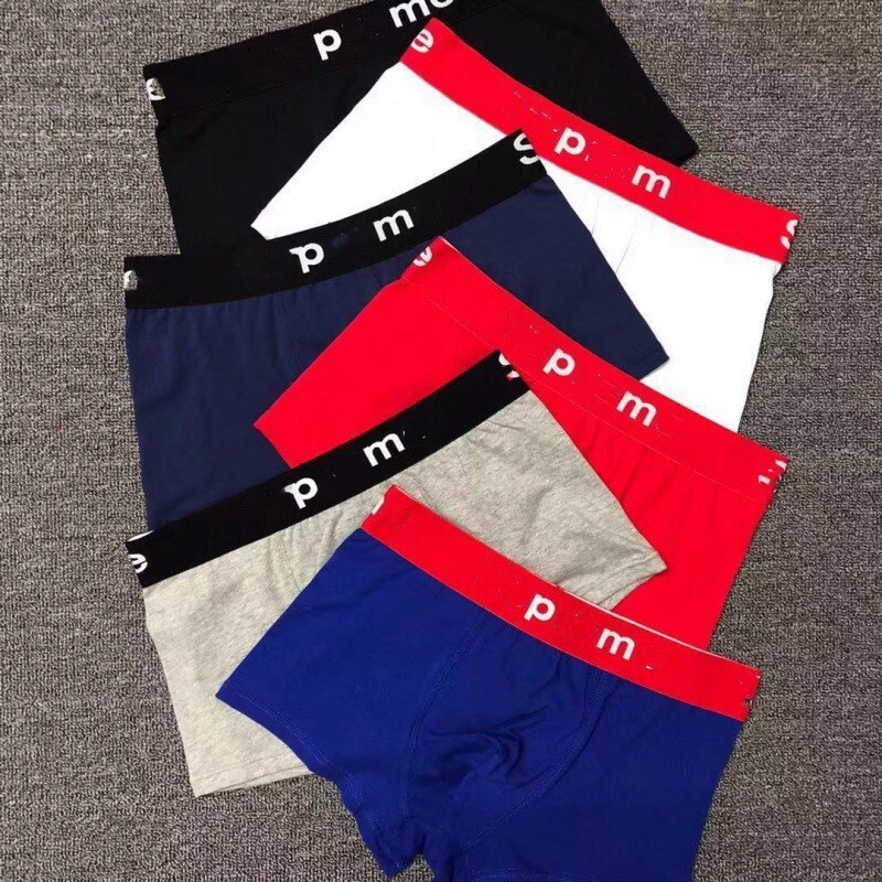 Trendy Fashion Brand Sup Men's Underwear, Pure Cotton Men's Boxer Briefs with Pure Cotton Crotch