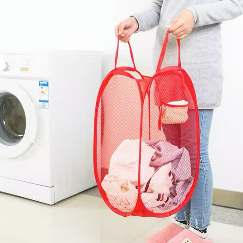 Modern Minimalist Dirty Laundry Basket Grid Laundry Hamper Home Laundry Basket Dirty Clothes Storage Basket Bathroom Mesh Storage Bag