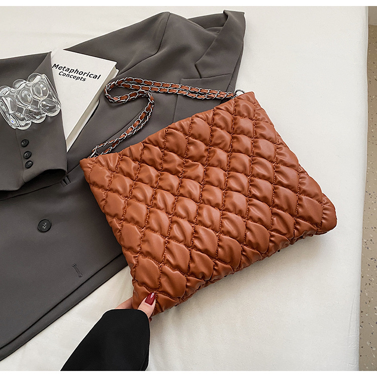 Große Gesteppte Tragetasche Für Damen Geräumige Lingge Schultertasche_voghion.com