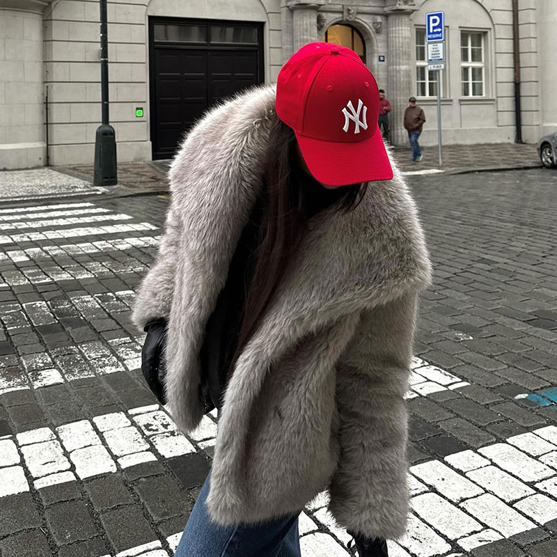 Cross-Border European and American Winter New Fur Coat Mink Fur Large Lapel Women's Top Plus Size Loose Short Coat