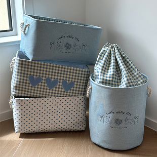 Cartoon Foldableable Thickeneded Fabric Storage Basket Clothes Toy Storage Bucket Dormitory Car Snack Desktop Storage Box