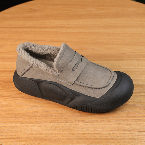 Bean shoes winter fleece-lined warm Mellow low-top cotton shoes women's  new soft-soled versatile casual shoes fashionable