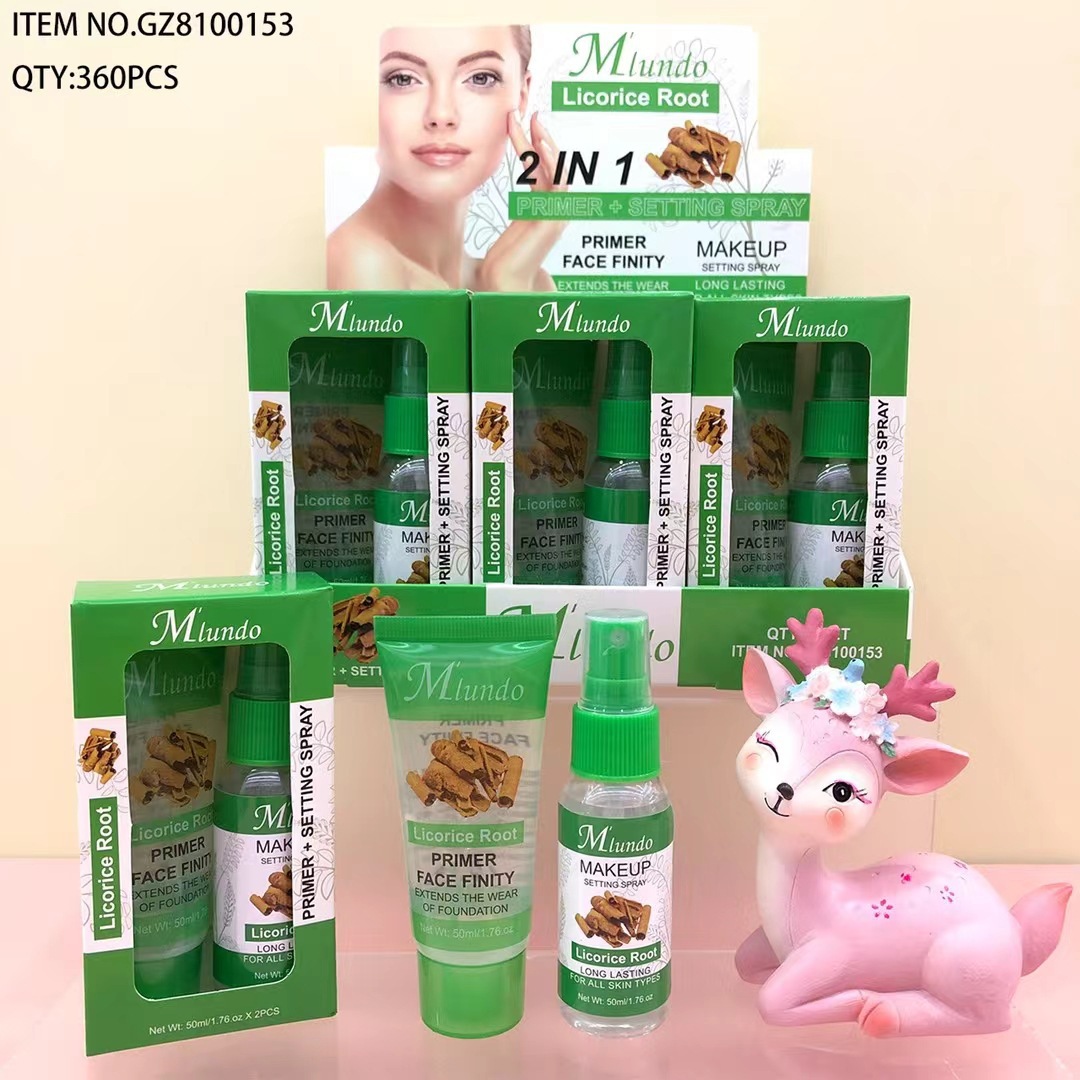 Nuevo nuevo producto transfronterizo Mlundo aislante humectante maquillaje pre-emulsión + conjunto de aerosol de maquillaje impermeable duradero