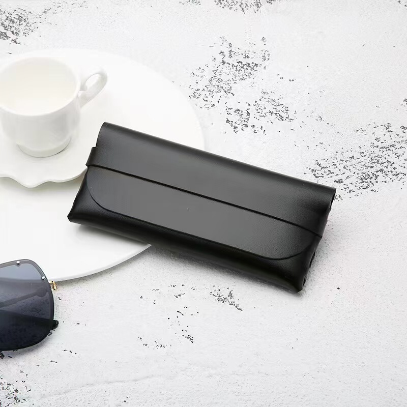 Glasses Case Leather Portable Sunglasses Storage Bag Black Anti-Pressure Eyewear Case Ins Style Anti-Pressure Glasses Bag