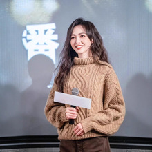 冬唐嫣明星同款淑女气质软糯高领麻花卡其百搭针织毛衣上衣
