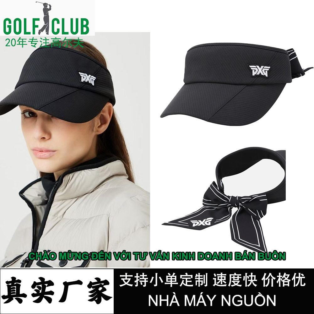 Korean Golf Women's Visor Hat with Detachable Ribbon, Fashionable Design, Exquisite Workmanship