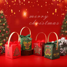 圣诞节平安夜糖果礼盒苹果包装盒手提创意礼物袋开窗创意回手礼