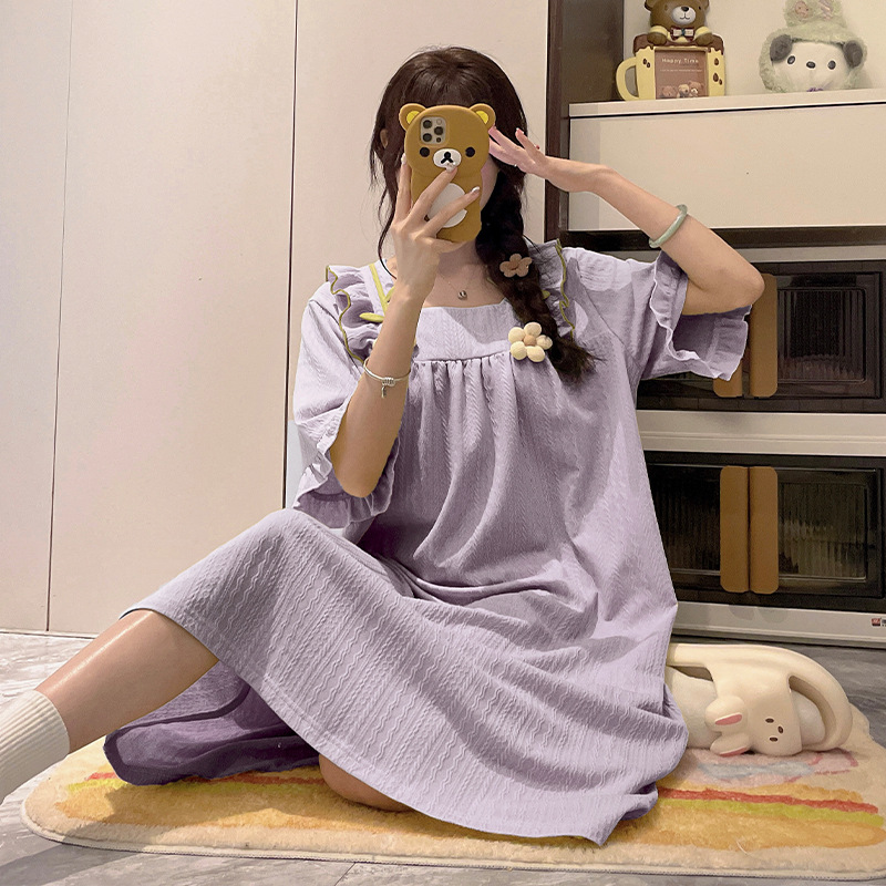 夏季睡裙女2025新款带胸垫睡衣公主仙女甜美中长裙韩版家居服少女