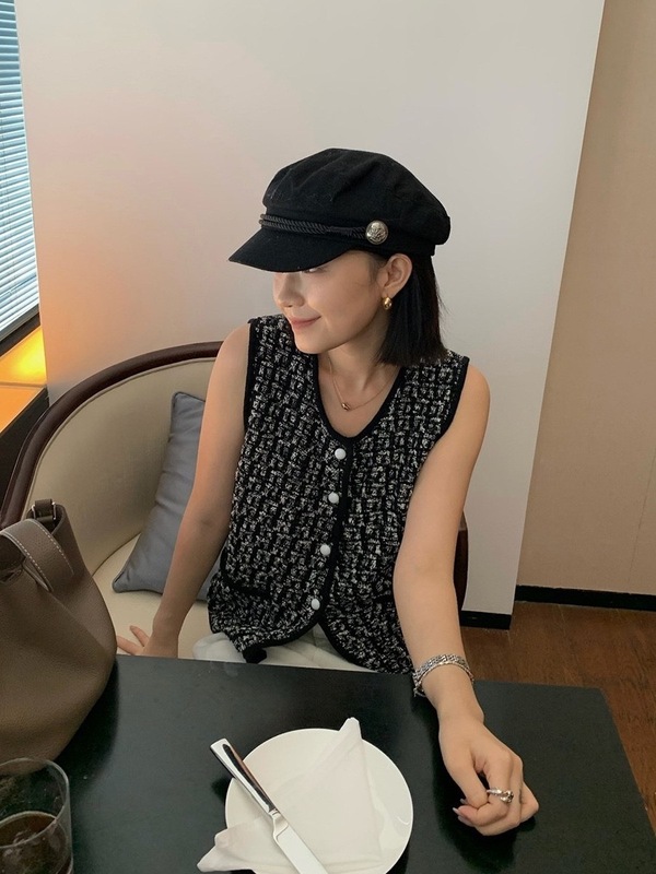 小香风单排扣修身马甲女2025秋季新款短款上衣|undefined