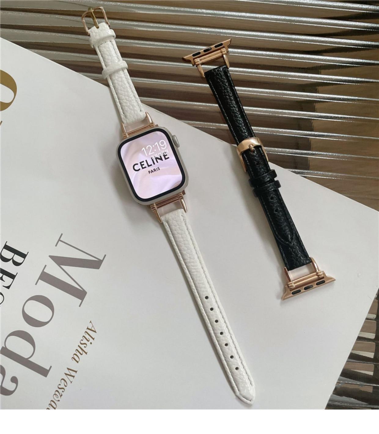 适用applewatch表带女款感皮质se苹果手表iwatchs7/6/5/4/3/2详情2