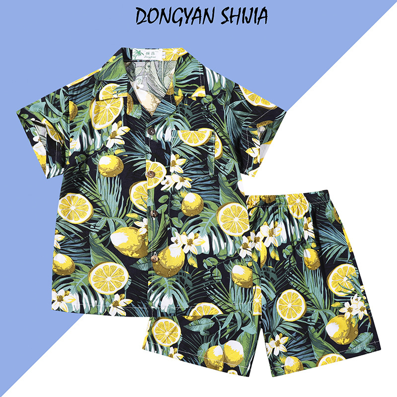 儿童人棉两件套夏威夷度假风外穿薄款夏装学生版时尚潮流款两件套