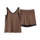 Summer Cool Feeling Pajamas with Chest Pad Girls Thin Ice Silk Threaded Vest Shorts Casual Student Home Clothes Sleeveless