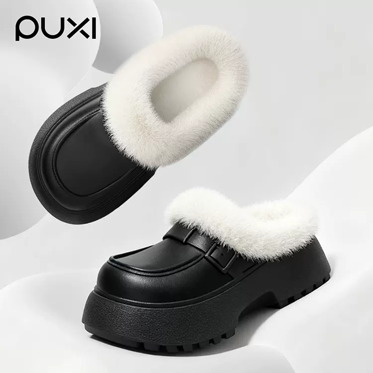 朴西防水包跟棉拖鞋女新款秋冬季室内家居加绒保暖厚底毛绒拖鞋