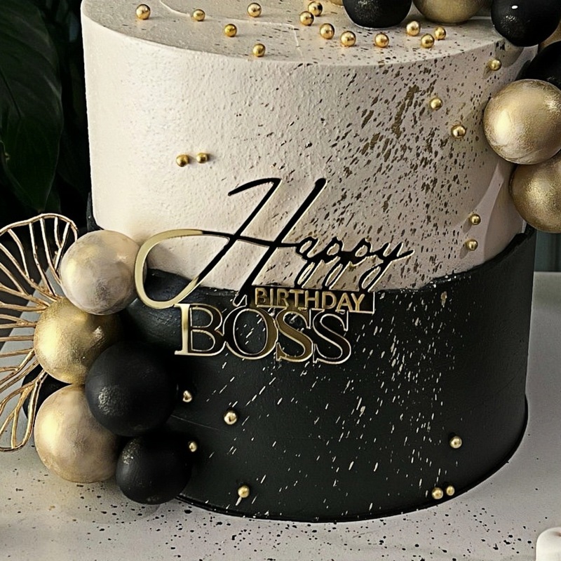 跨境ins风老板生日快乐蛋糕装饰插件男士生日亚克力蛋糕装饰插件|undefined