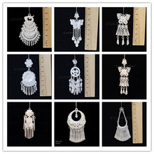 民族风银饰凤回头冰箱贴配件 苗银手工diy吊坠大凤彩色大孔雀蝴蝶