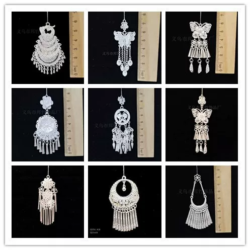 Ethnic Style Silver Ornaments Phoenix Return Refrigerator Magnet Accessories Miao Silver Handmade DIY Pendant Big Phoenix Colorful Big Hole Bird Butterfly